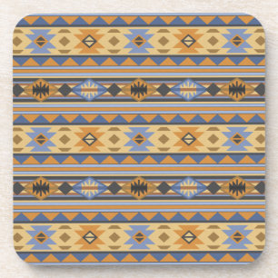 Südwest Design Gold Blue Grau Tribal Muster Getränkeuntersetzer