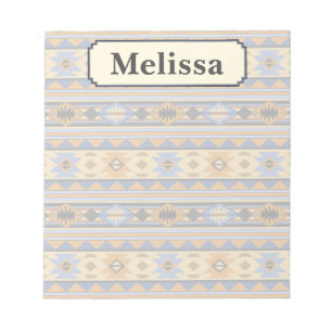 Südwest Design Gold Blue Grau Tribal Muster Notizblock
