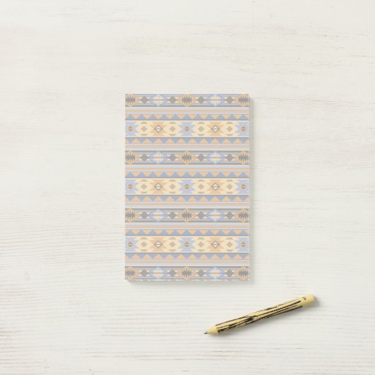 Südwest Design Gold Blue Grau Tribal Muster Post-it Klebezettel (Auf Schreibtisch)