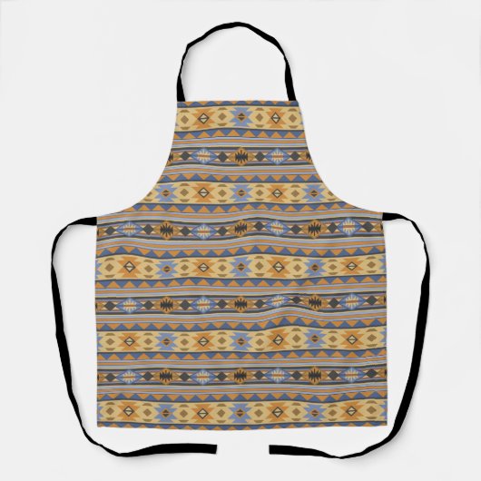 Südwest Design Gold Blue Grau Tribal Muster Schürze (Vorderseite)