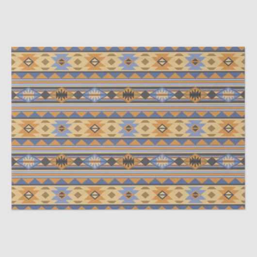 Südwest Design Gold Blue Grau Tribal Muster Seidenpapier (Vorderseite)
