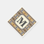 Südwest Design Gold Blue Grau Tribal Muster Serviette (Ecke)