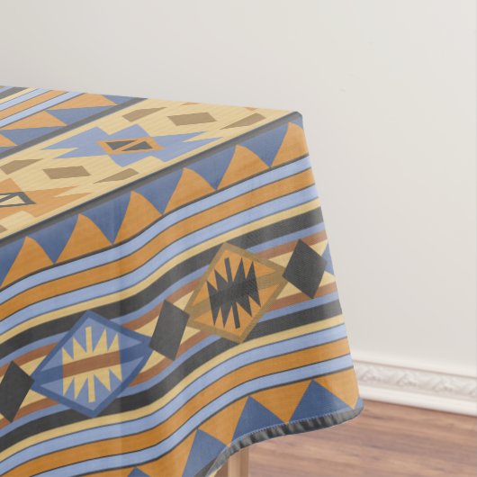 Südwest Design Gold Blue Grau Tribal Muster Tischdecke (Beispiel)