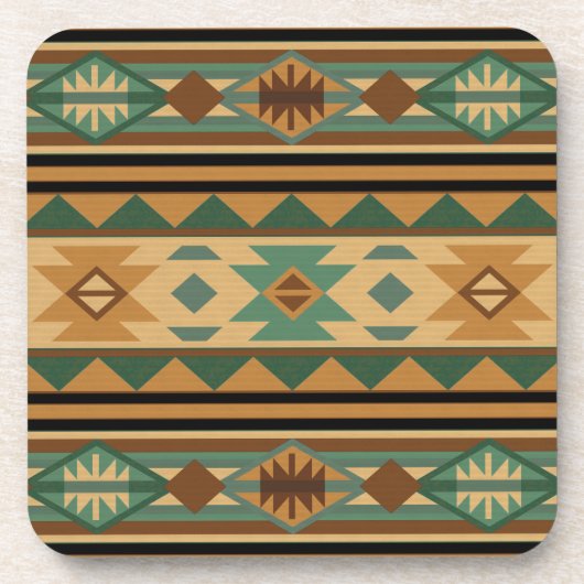 Südwest Design Green Brown Tan Getränkeuntersetzer (Vorderseite)