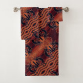Südwest Design Kokopelli Orange & Black Pattern Badhandtuch Set (Insitu)