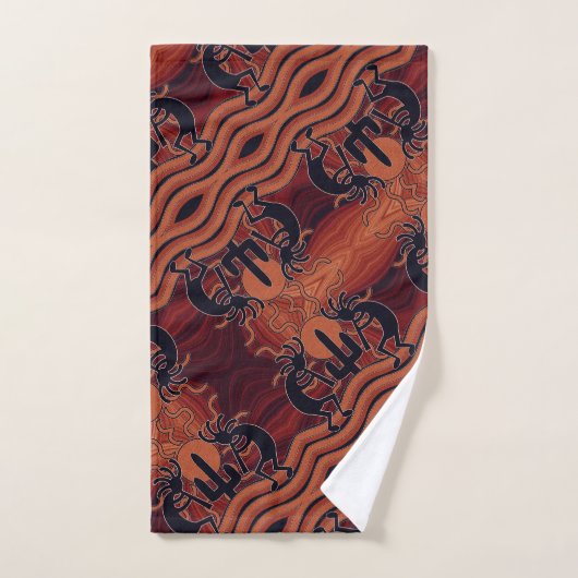 Südwest Design Kokopelli Orange & Black Pattern Badhandtuch Set (Handtuch)