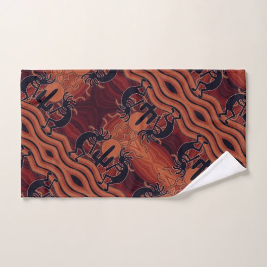 Südwest Design Kokopelli Orange & Black Pattern Badhandtuch Set (Handtuch)