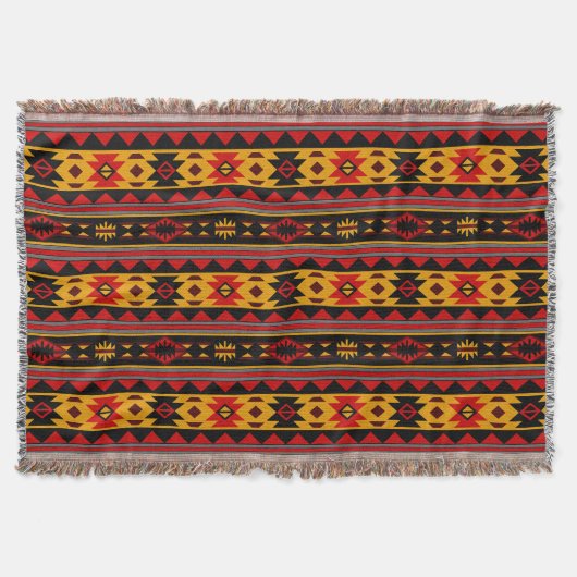Südwest Design Red Black Gold Tribal Muster Decke (Vorderseite)