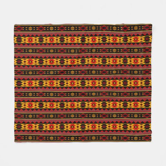 Südwest Design Red Black Gold Tribal Muster Fleecedecke (Vorderseite (Horizontal))