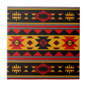 Südwest Design Red Black Gold Tribal Muster Fliese (Vorderseite)