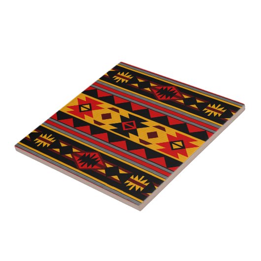 Südwest Design Red Black Gold Tribal Muster Fliese (Seite)