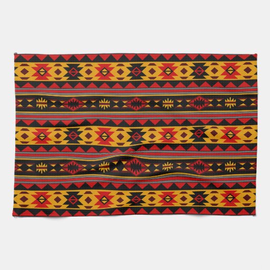 Südwest Design Red Black Gold Tribal Muster Geschirrtuch (Horizontal)