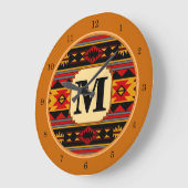 Südwest Design Red Black Gold Tribal Muster Große Wanduhr (Winkel)