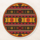 Südwest Design Red Black Gold Tribal Muster Runder Pappuntersetzer (Vorderseite)