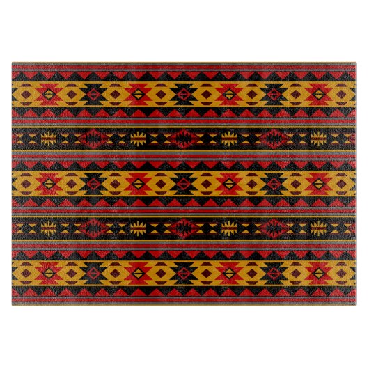 Südwest Design Red Black Gold Tribal Muster Schneidebrett (Vorderseite)