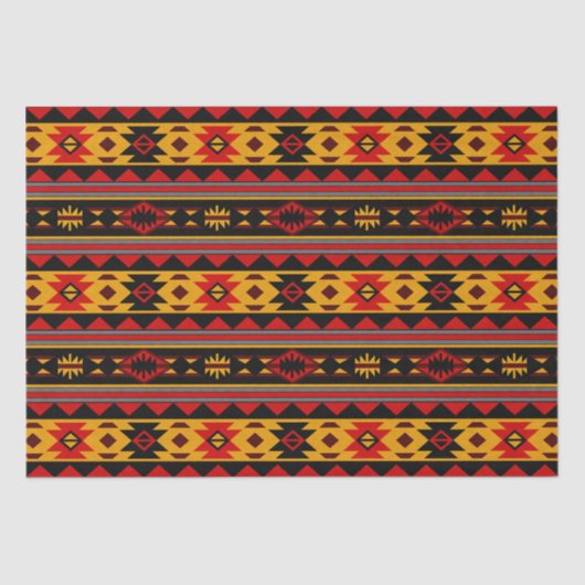Südwest Design Red Black Gold Tribal Muster Seidenpapier (Vorderseite)