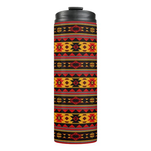 Südwest Design Red Black Gold Tribal Muster Thermosbecher (Vorderseite)