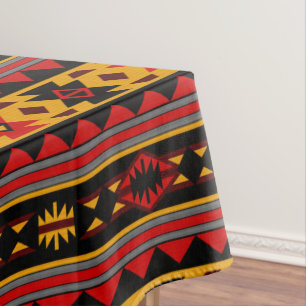 Südwest Design Red Black Gold Tribal Muster Tischdecke