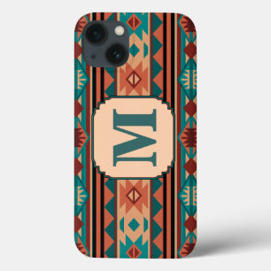 Südwest Design Türkise Terracotta Monogram iPhone 13 Hülle