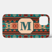 Südwest Design Türkise Terracotta Monogram Case-Mate iPhone Hülle (Rückseite (Horizontal))
