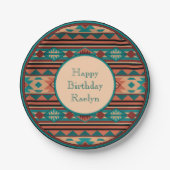 Südwest Design Türkise Terracotta Monogram Pappteller (Vorderseite)