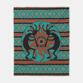 Südwest Design Türkise Tribal Sun Kokopelli Fleecedecke (Vorderseite)