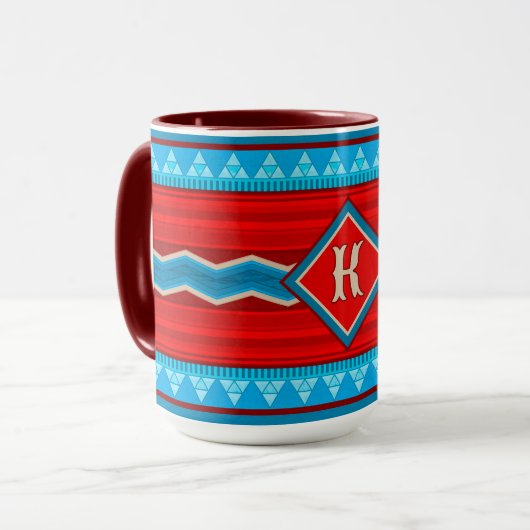 Südwest-Fluss-Canyon-Rot-Türkis-Monogramm Tasse (Vorderseite Links)