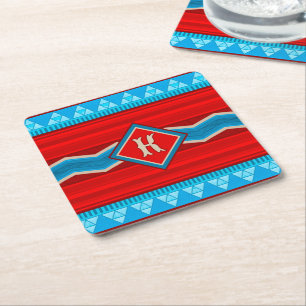 Südwest-Flusscanyon Rot Türkis Monogramm Rechteckiger Pappuntersetzer