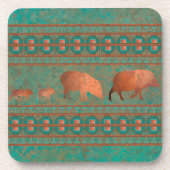 Südwest Fun Javelina Familie Kupfer Aquamarin Getränkeuntersetzer (Vorderseite)