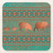 Südwest Fun Javelina Familie Kupfer Aquamarin Rechteckiger Pappuntersetzer (Vorderseite)