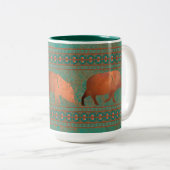 Südwest Fun Javelina Familie Kupfer Aquamarin Zweifarbige Tasse (VorderseiteRechts)