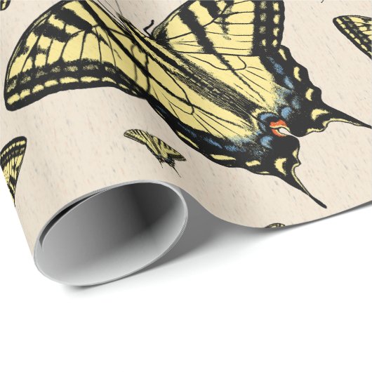 Südwest-Gelbe Frack-Schmetterlinge überall Geschenkpapier (Rolleneckpunkt)