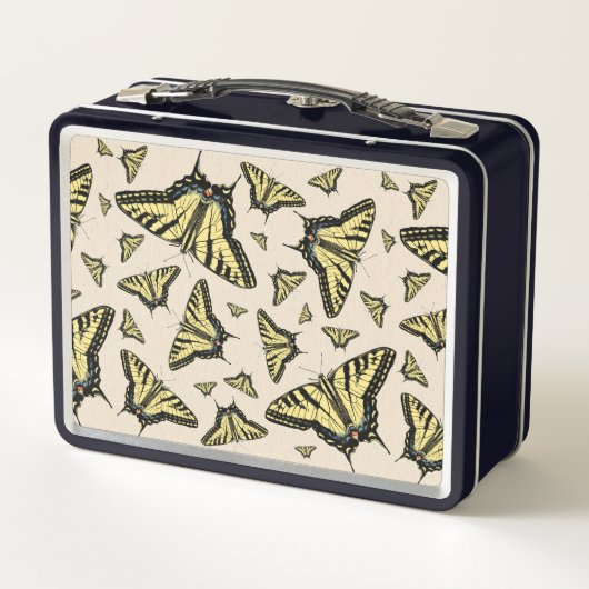 Südwest-Gelbe Frack-Schmetterlinge überall Metall Brotdose (Rückseite)