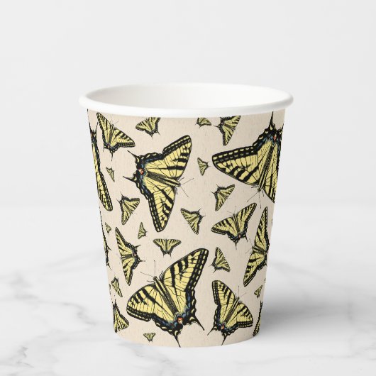 Südwest-Gelbe Frack-Schmetterlinge überall Pappbecher (Vorderseite)