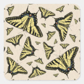 Südwest-Gelbe Frack-Schmetterlinge überall Quadratischer Aufkleber (Vorderseite)