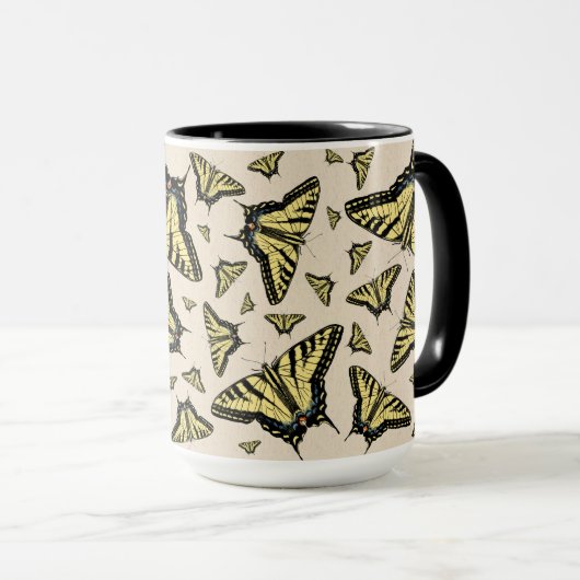 Südwest-Gelbe Frack-Schmetterlinge überall Tasse (VorderseiteRechts)