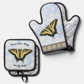 Südwest-Gelbe Schmetterling Personalisiert Ofenhandschuh & Topflappen-Set (Vorderseite/Rückseite)