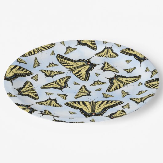 Südwest-Gelbes Frack Butterfly Blue Sky Pappteller (Schrägansicht)