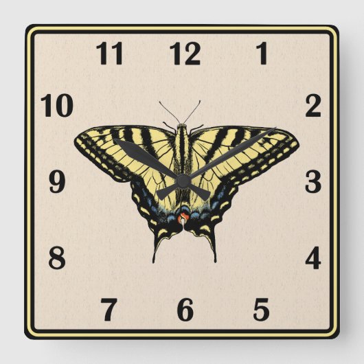 Südwest-Gelbes Frack Butterfly Quadratische Wanduhr (Vorderseite)