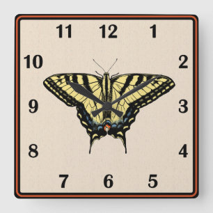 Südwest-Gelbes Frack Butterfly Quadratische Wanduhr