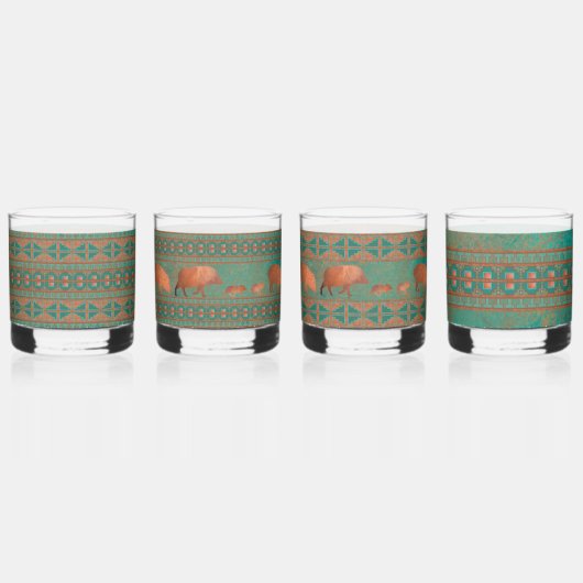 Südwest Geometric Pattern and Fun Javelinas Whiskyglas (Hinten)