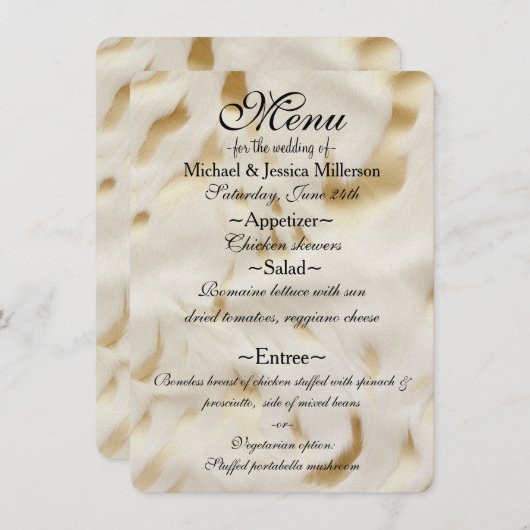 Südwest Gold White Cowhid Menükarte (Vorne/Hinten)