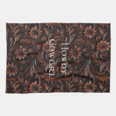 Südwest Imitats Brown Leather Cowhide Blume Geschirrtuch (Horizontal)