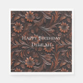 Südwest Imitats Brown Leather Cowhide Blume Serviette (Vorderseite)