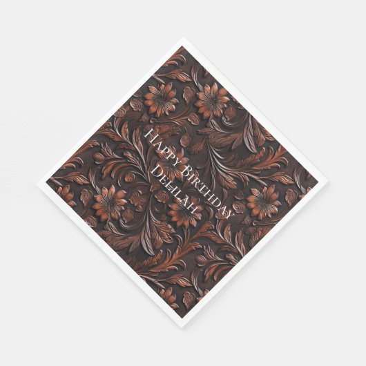 Südwest Imitats Brown Leather Cowhide Blume Serviette (Ecke)