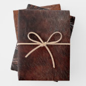 Südwest Imitats Brown Leather Cowhide Floral Geschenkpapier Set (Beispiel)