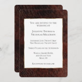 Südwest Imitats Brown Leather Cowhide Hochzeit Einladung (Vorne/Hinten)