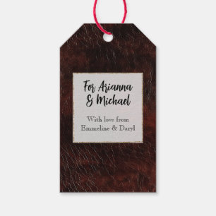 Südwest Imitats Brown Leather Cowhide Hochzeit Geschenkanhänger