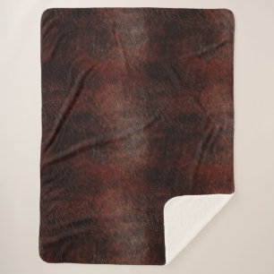 Südwest Imitats Brown Leather Cowhide Sherpadecke