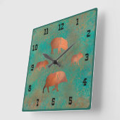 Südwest-Javelina Aquamarine Western-Nummern Quadratische Wanduhr (Winkel)